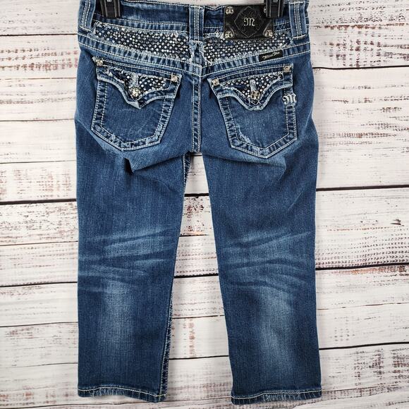 Miss Me JP5002CP-18 Capri Jeans Size 29 MK 05 Bling Pockets Mid Rise Stretch - Picture 2 of 10